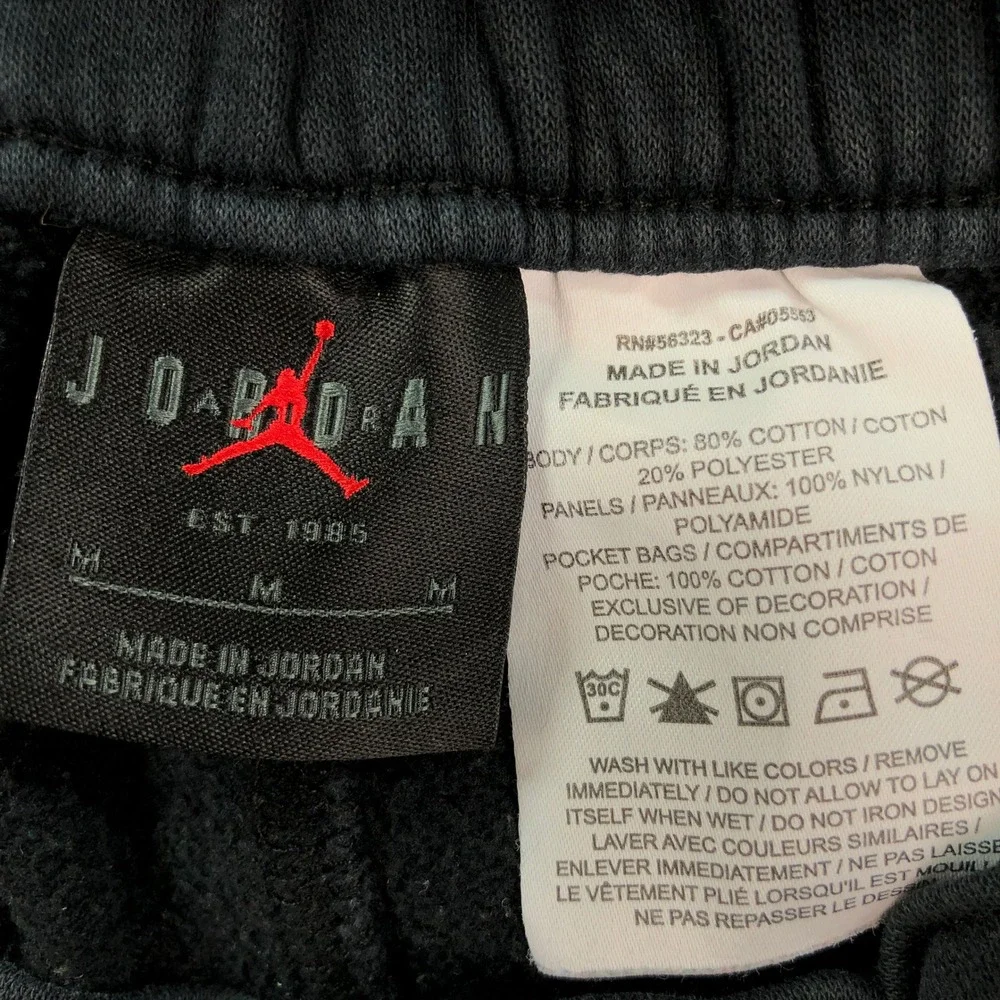 Air Jordan Mens Pants Medium Tapered Black Zipper Streetwear Sweatpants Track